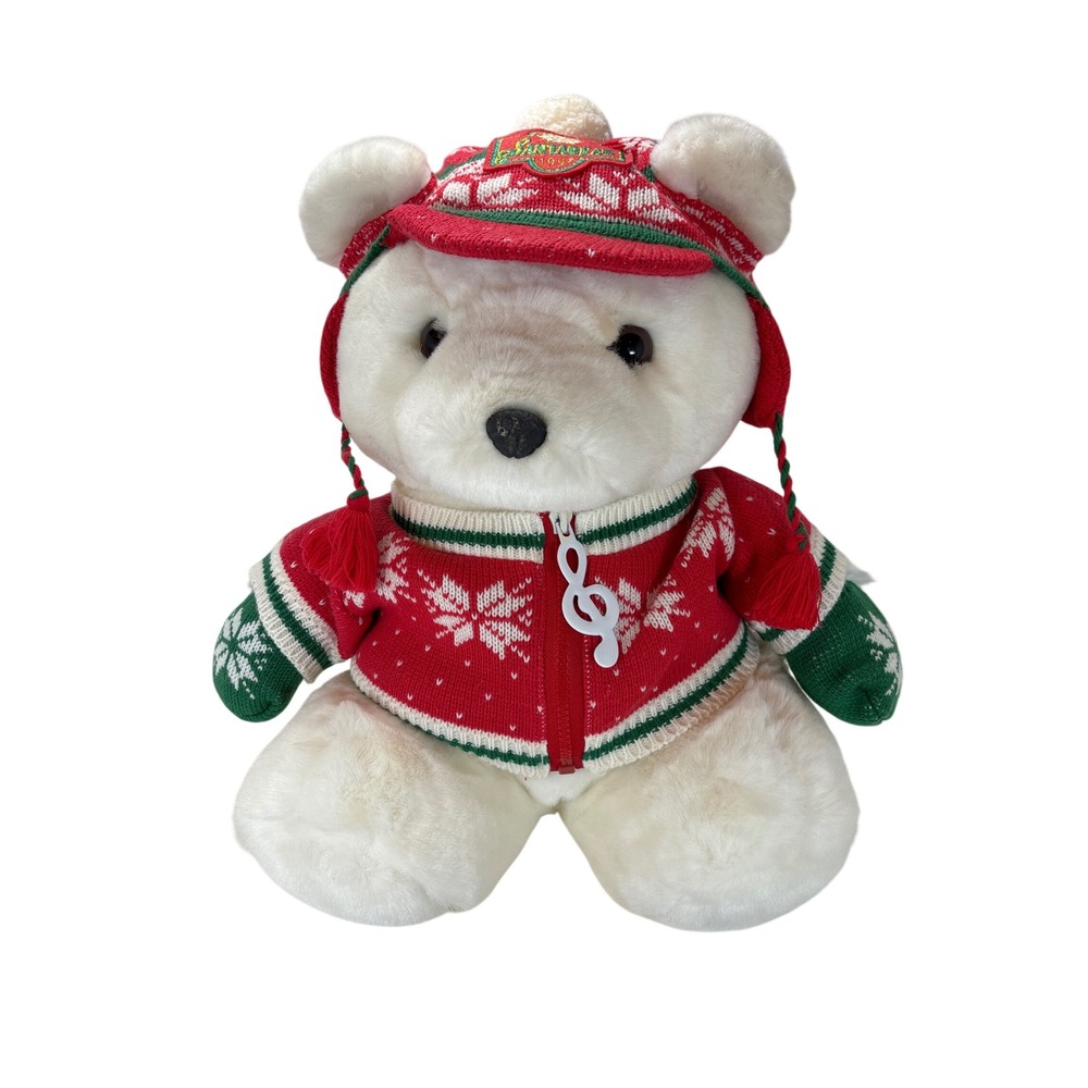 Vintage 1992 Dayton Hudson Santabear Plush White Bear Red Snowflake Sweater 15in